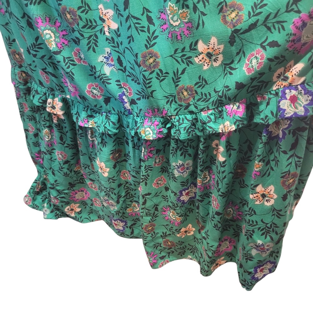Knox Rose Green Floral One Shoulder Smocked Maxi Dress Boho Tiered Pocket. Sz lg - Picture 6 of 8